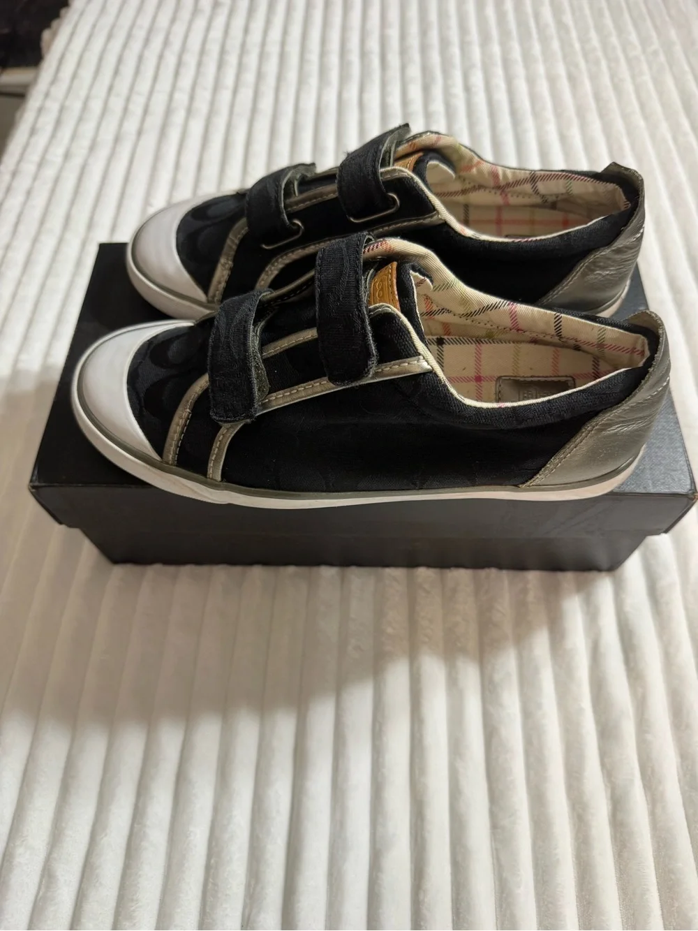 Coach Britt Black and Gold Logo Sneakers